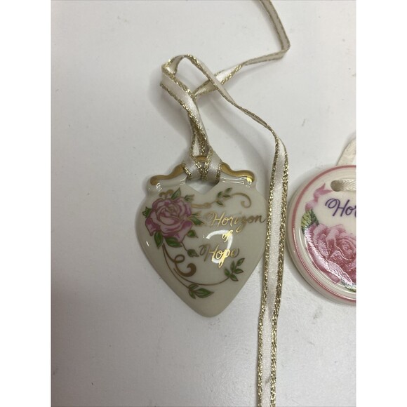 2 LONGABERGER Basket Horizon of Hope Heart Shape, Round Ceramic Tie On - Picture 2 of 5